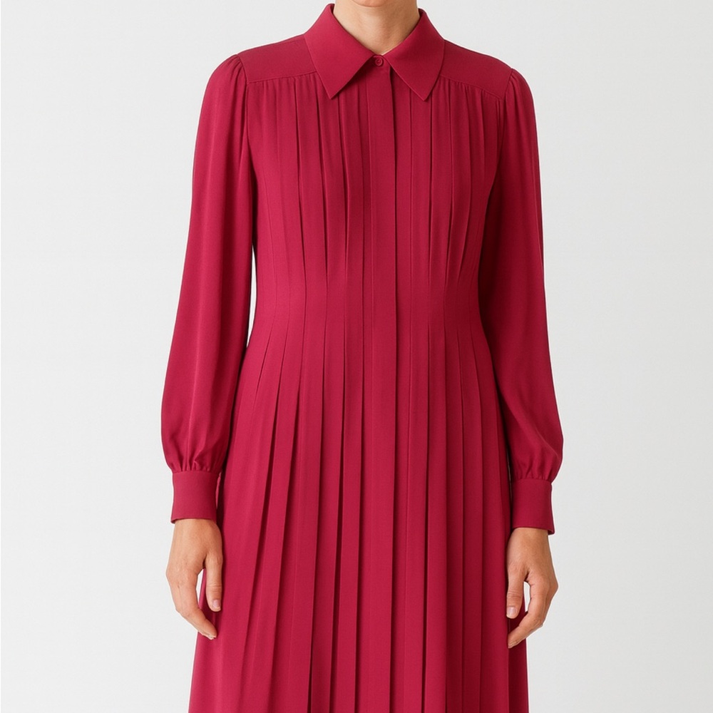 Diane Von Furstenberg Burgundy Long Sleeve Dress - Picture 2 of 6